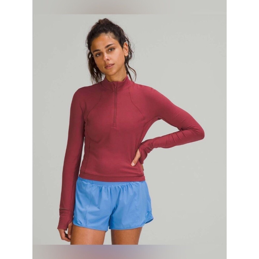 Lululemon It’s Rulu Run Cropped Half-Zip in Mulled Wine size 2